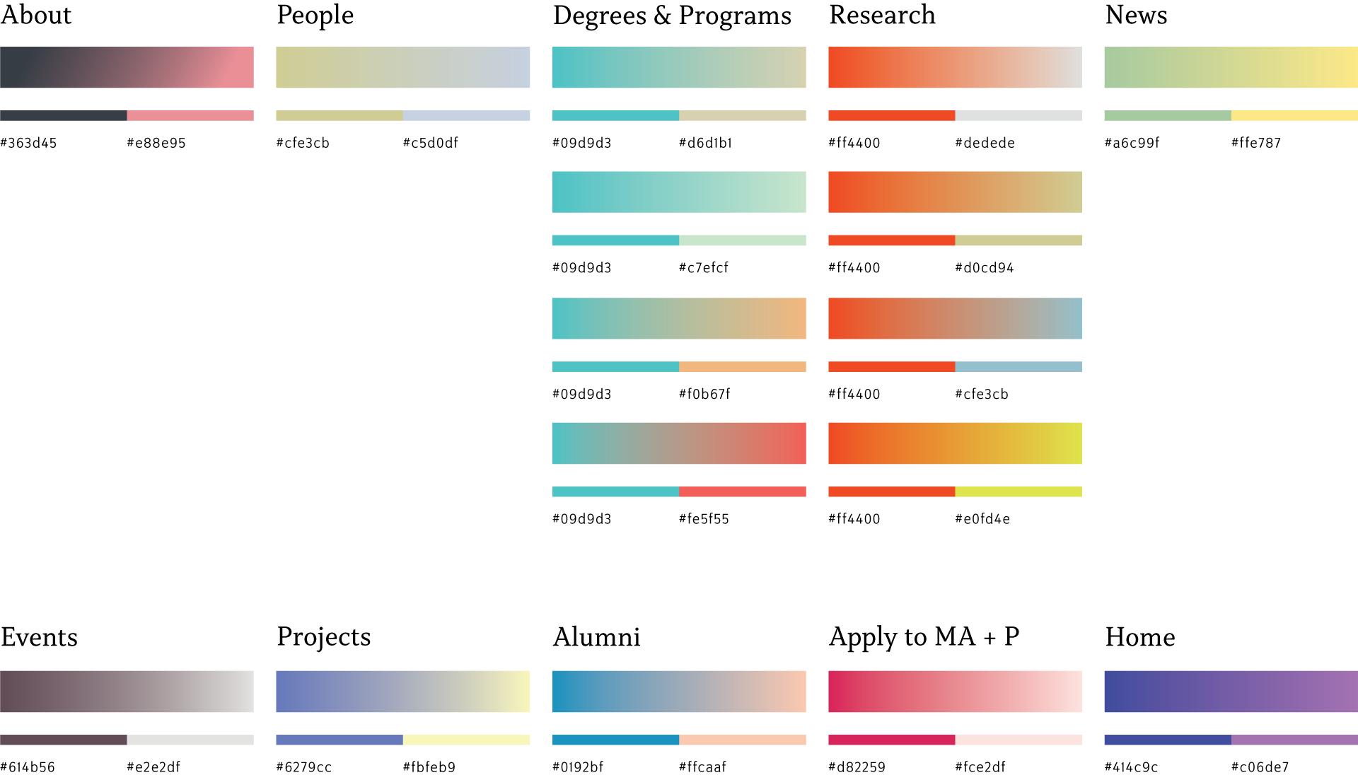 MA+P color scheme variations